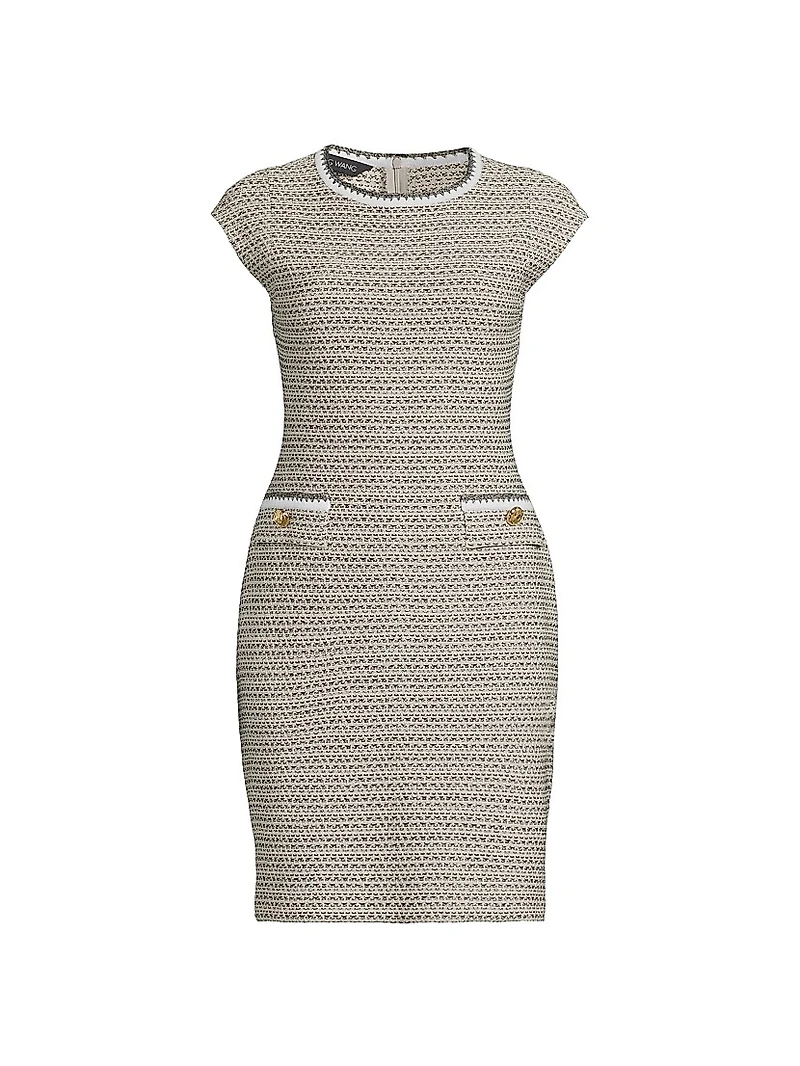 Tanya Foster x Ming Wang Tweed Boatneck Sheath Dress