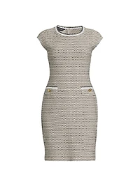 Tanya Foster x Ming Wang Tweed Boatneck Sheath Dress