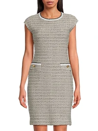 Tanya Foster x Ming Wang Tweed Boatneck Sheath Dress
