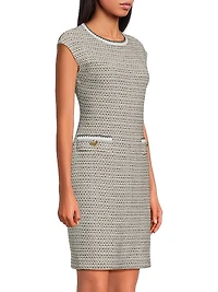 Tanya Foster x Ming Wang Tweed Boatneck Sheath Dress