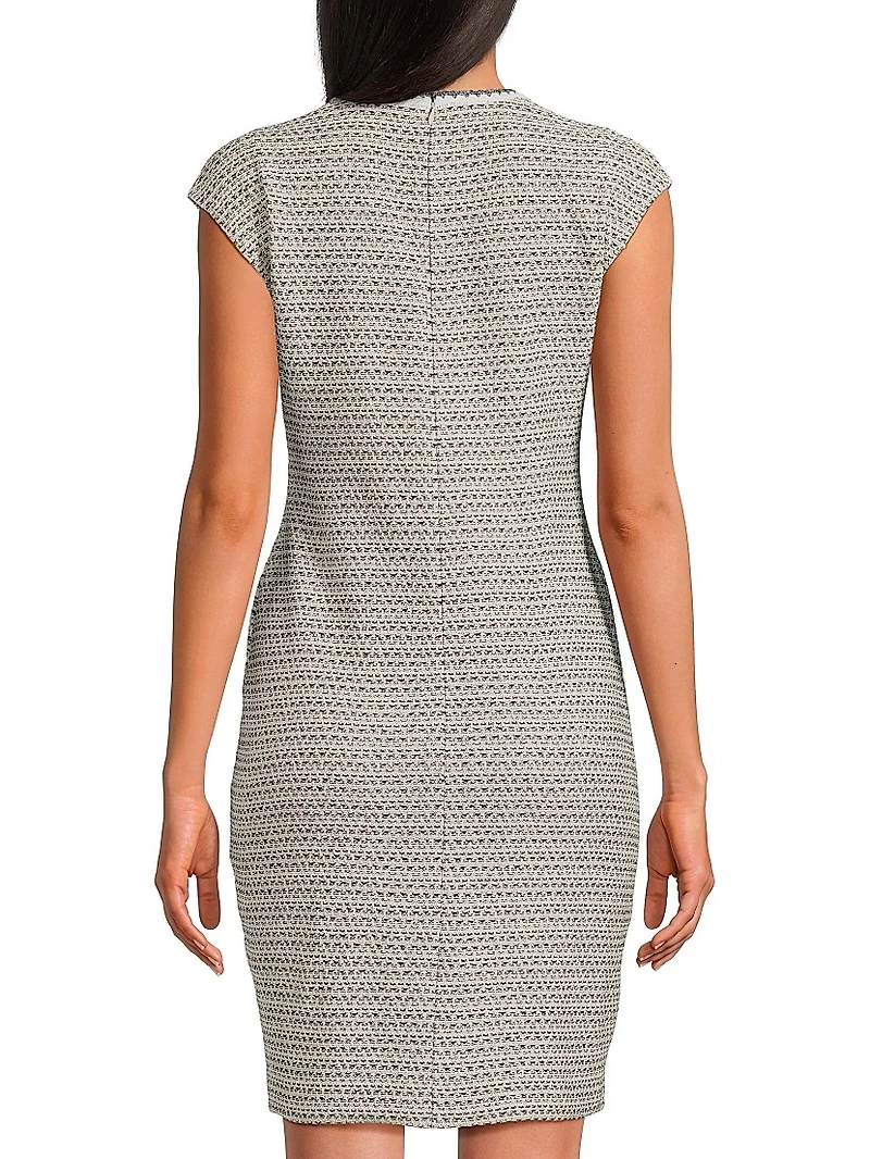 Tanya Foster x Ming Wang Tweed Boatneck Sheath Dress