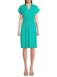 Tanya Foster x Ming Wang Sunburst Rib-Knit Minidress