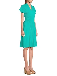 Tanya Foster x Ming Wang Sunburst Rib-Knit Minidress