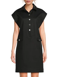 Tanya Foster x Ming Wang Plus Sateen Button-Front Minidress