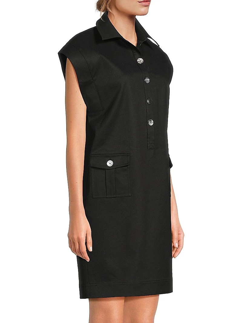 Tanya Foster x Ming Wang Plus Sateen Button-Front Minidress