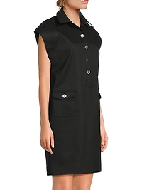 Tanya Foster x Ming Wang Plus Sateen Button-Front Minidress