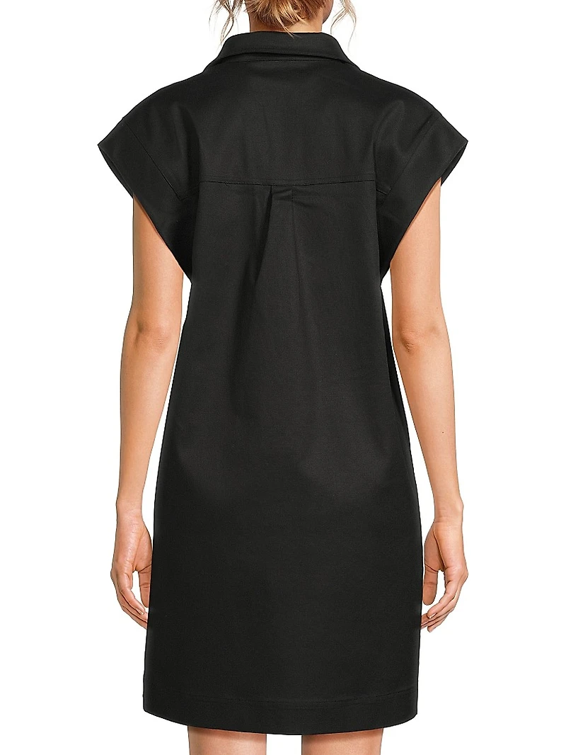 Tanya Foster x Ming Wang Plus Sateen Button-Front Minidress