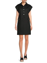 Tanya Foster x Ming Wang Plus Sateen Button-Front Minidress