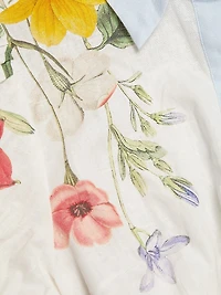 Antiquity Lucille Floral Linen-Cotton Tie-Waist Shirtdress