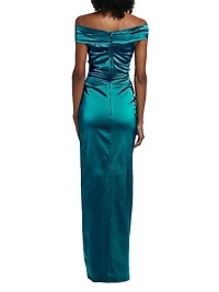 Satin Off-the-Shoulder Column Gown