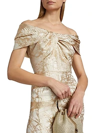 Metallic Jacquard Off-The-Shoulder Mermaid Gown