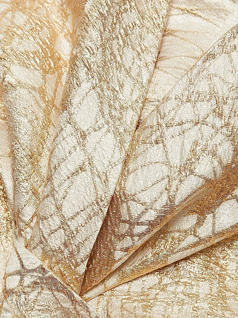 Metallic Jacquard Off-The-Shoulder Mermaid Gown