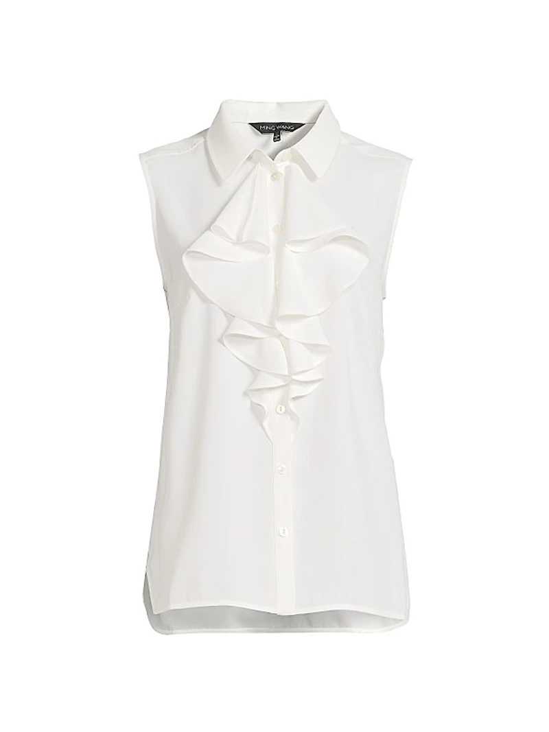 Tanya Foster x Ming Wang Plus Waterfall Ruffle Tank