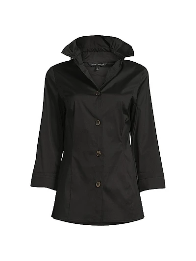 Satin Convertible Collar Shirt