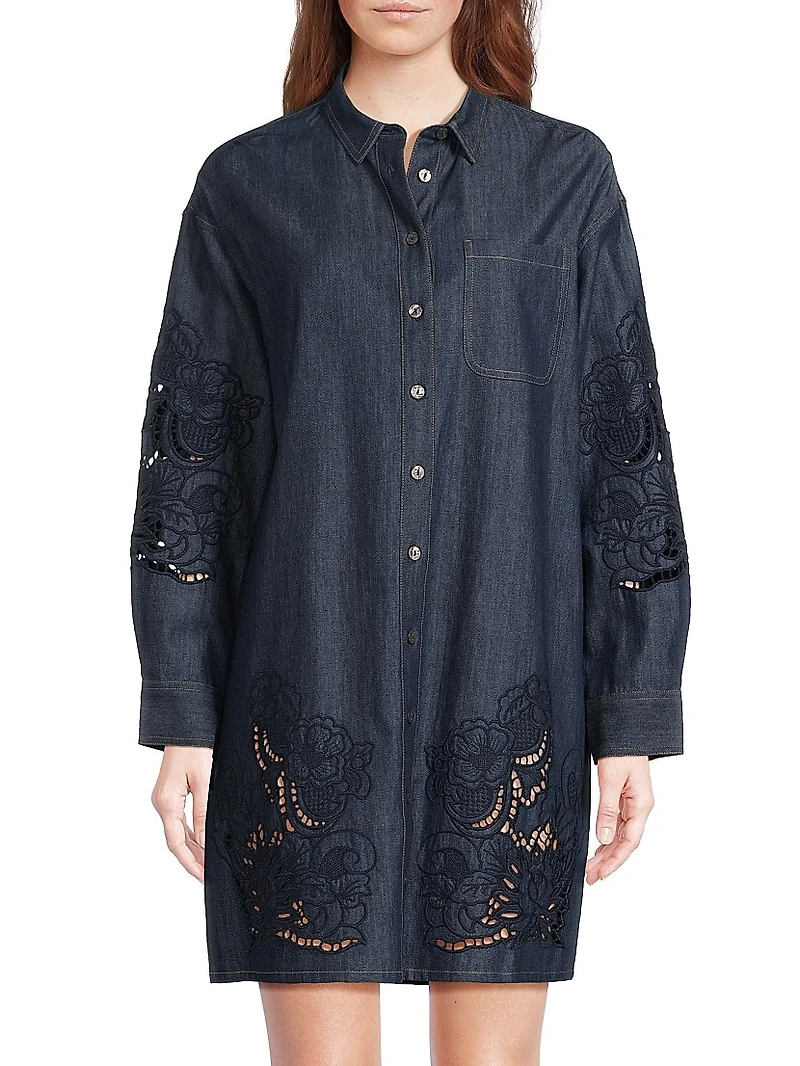 Katella Denim Mini Shirtdress
