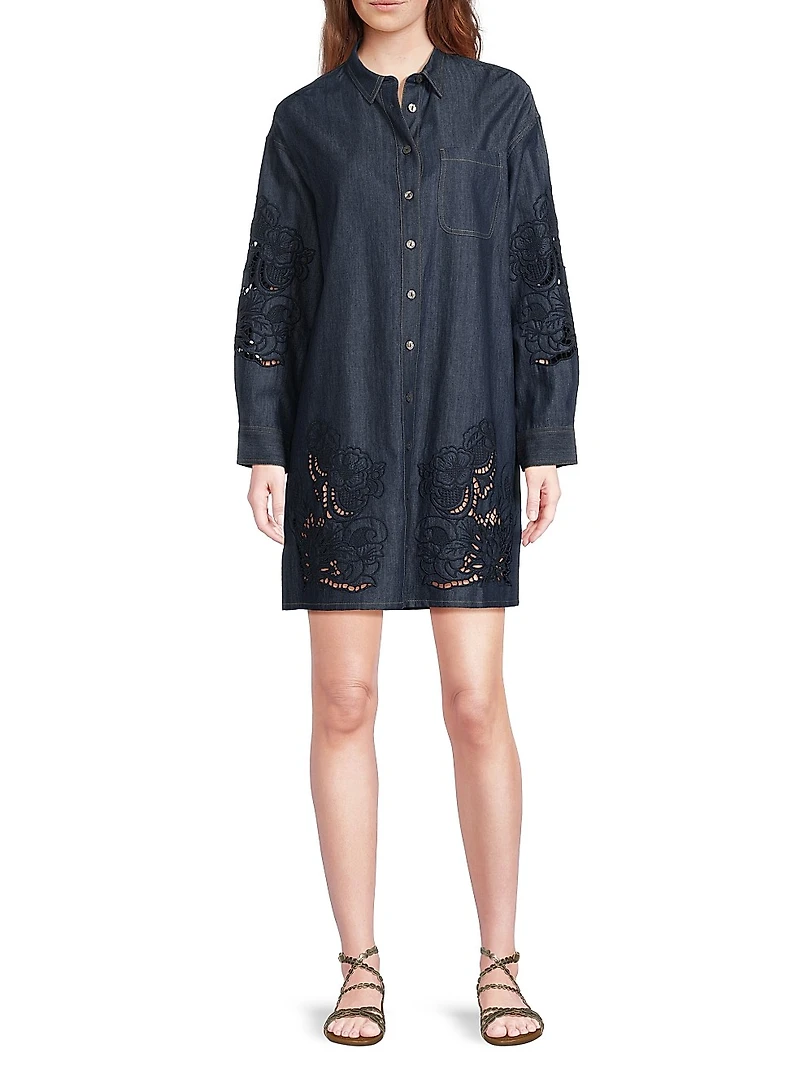 Katella Denim Mini Shirtdress