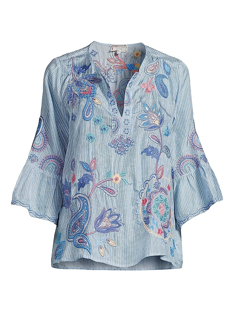 Neilly Embroidered Silk Blouse