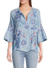 Neilly Embroidered Silk Blouse