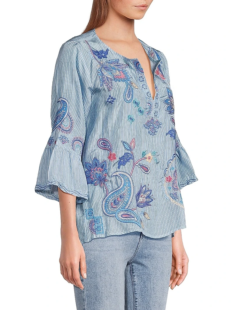 Neilly Embroidered Silk Blouse