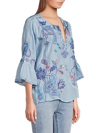 Neilly Embroidered Silk Blouse