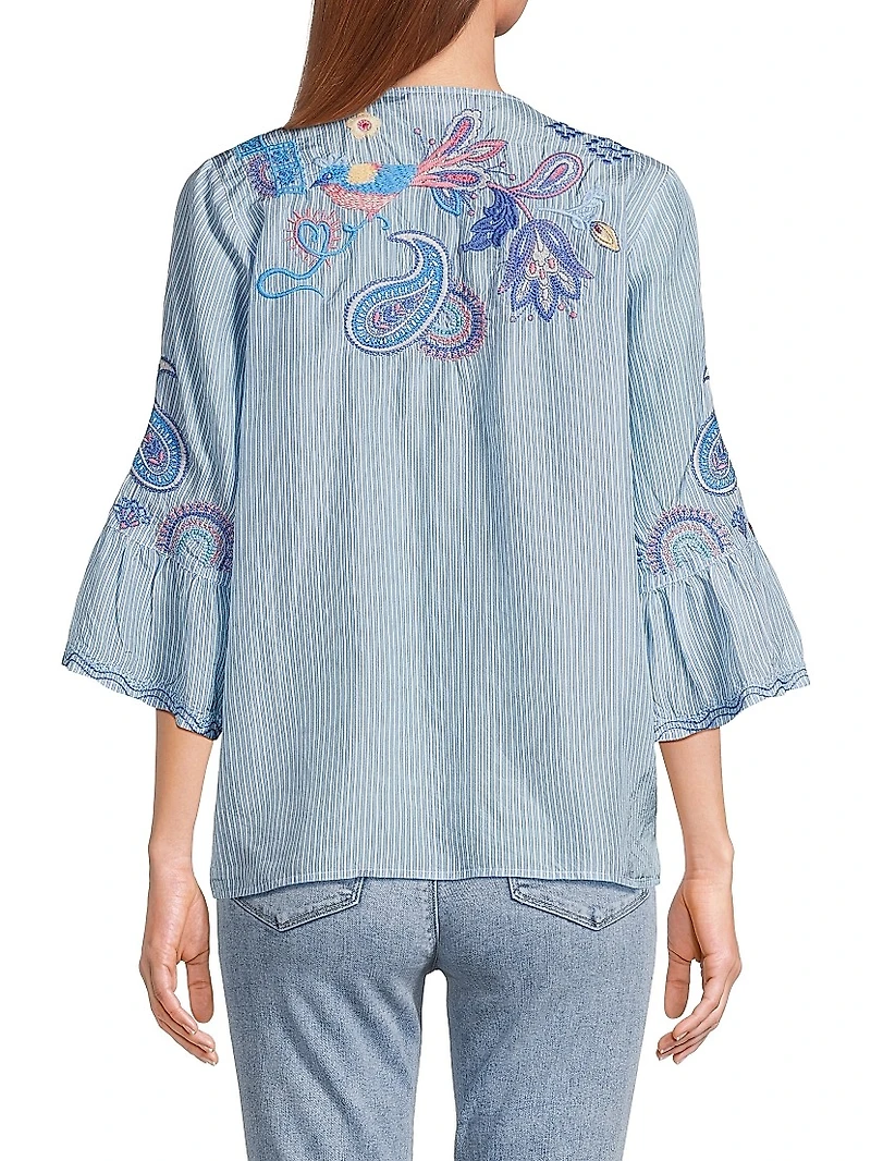 Neilly Embroidered Silk Blouse