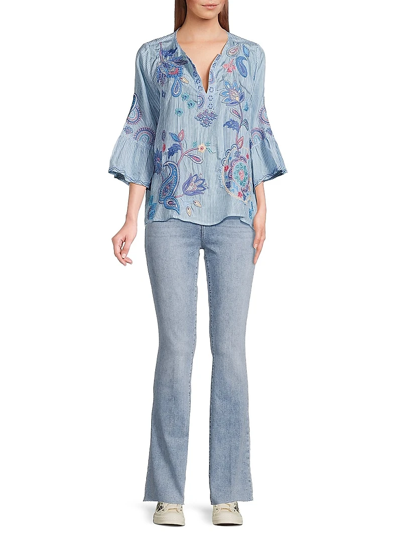 Neilly Embroidered Silk Blouse