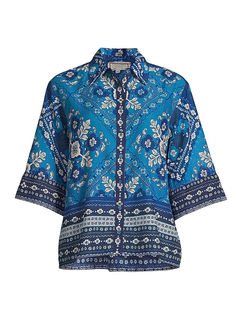 Printed Kimono-Sleeve Shirt