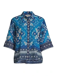 Printed Kimono-Sleeve Shirt