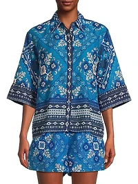 Printed Kimono-Sleeve Shirt