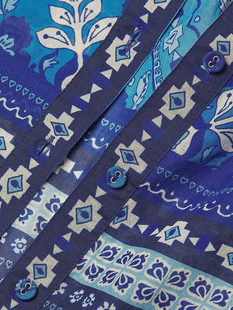 Printed Kimono-Sleeve Shirt