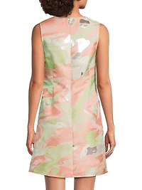 Abstract Sleeveless Sheath Minidress