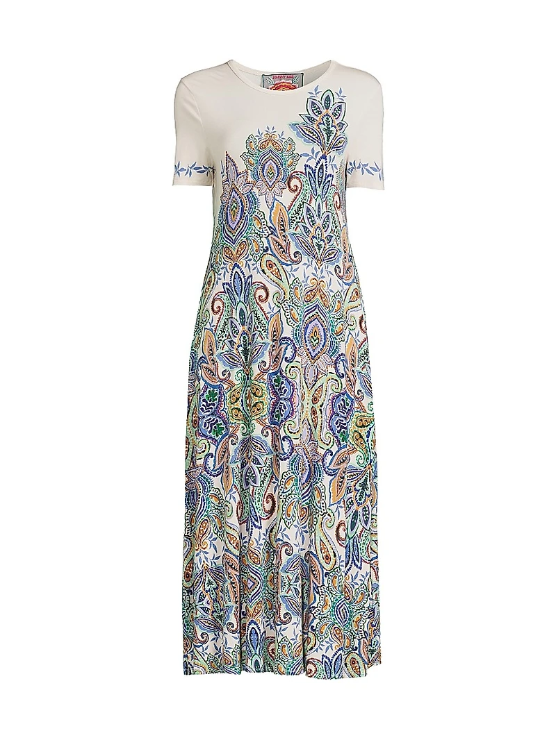 The Janie Favorite Paisley Stretch Jersey Midi-Dress