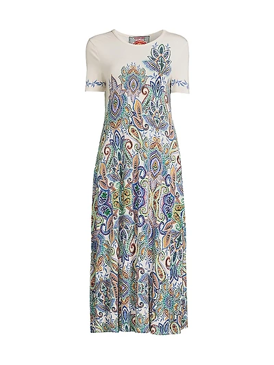 The Janie Favorite Paisley Stretch Jersey Midi-Dress