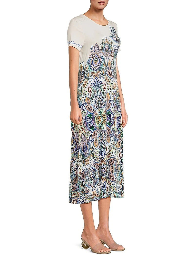 The Janie Favorite Paisley Stretch Jersey Midi-Dress