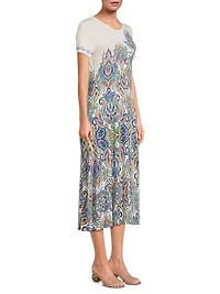 The Janie Favorite Paisley Stretch Jersey Midi-Dress