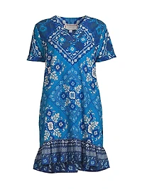 Ciena Printed Flounce Shift Midi-Dress