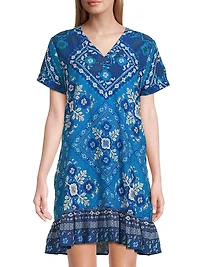 Ciena Printed Flounce Shift Midi-Dress