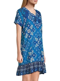 Ciena Printed Flounce Shift Midi-Dress