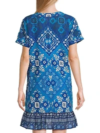 Ciena Printed Flounce Shift Midi-Dress