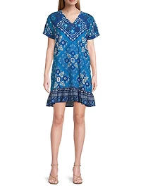 Ciena Printed Flounce Shift Midi-Dress