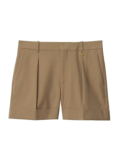Pleated Wool Shorts
