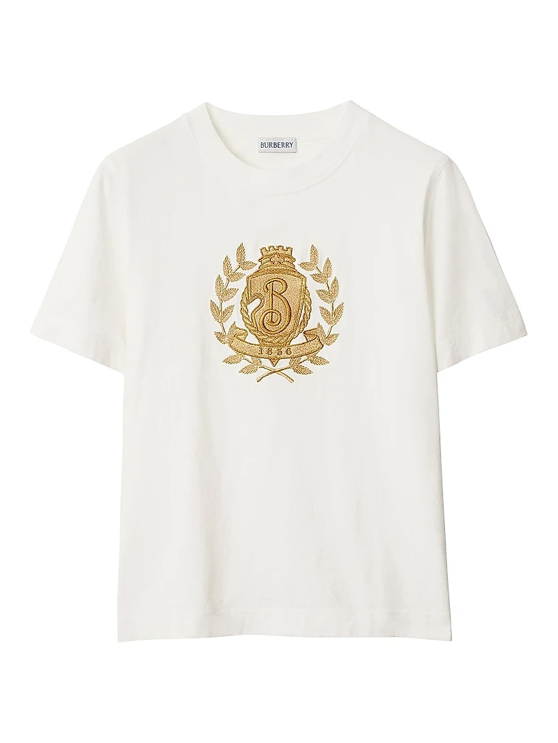 B Crest Embroidered Cotton T-Shirt