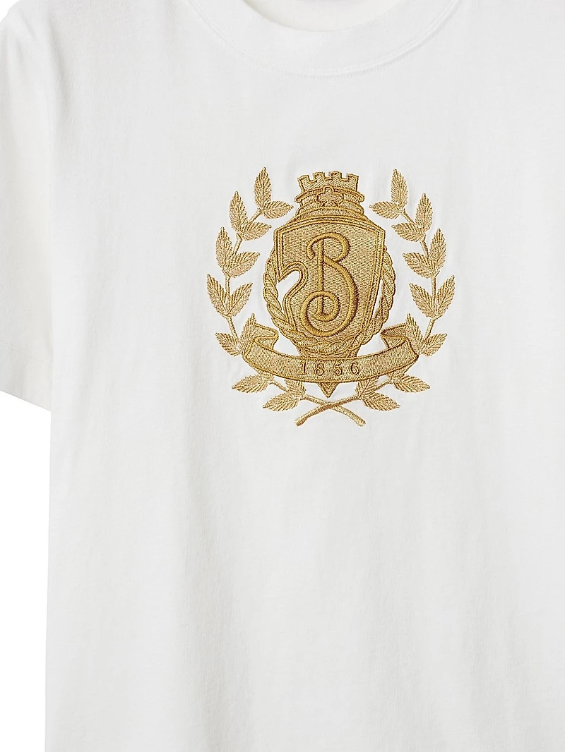 B Crest Embroidered Cotton T-Shirt