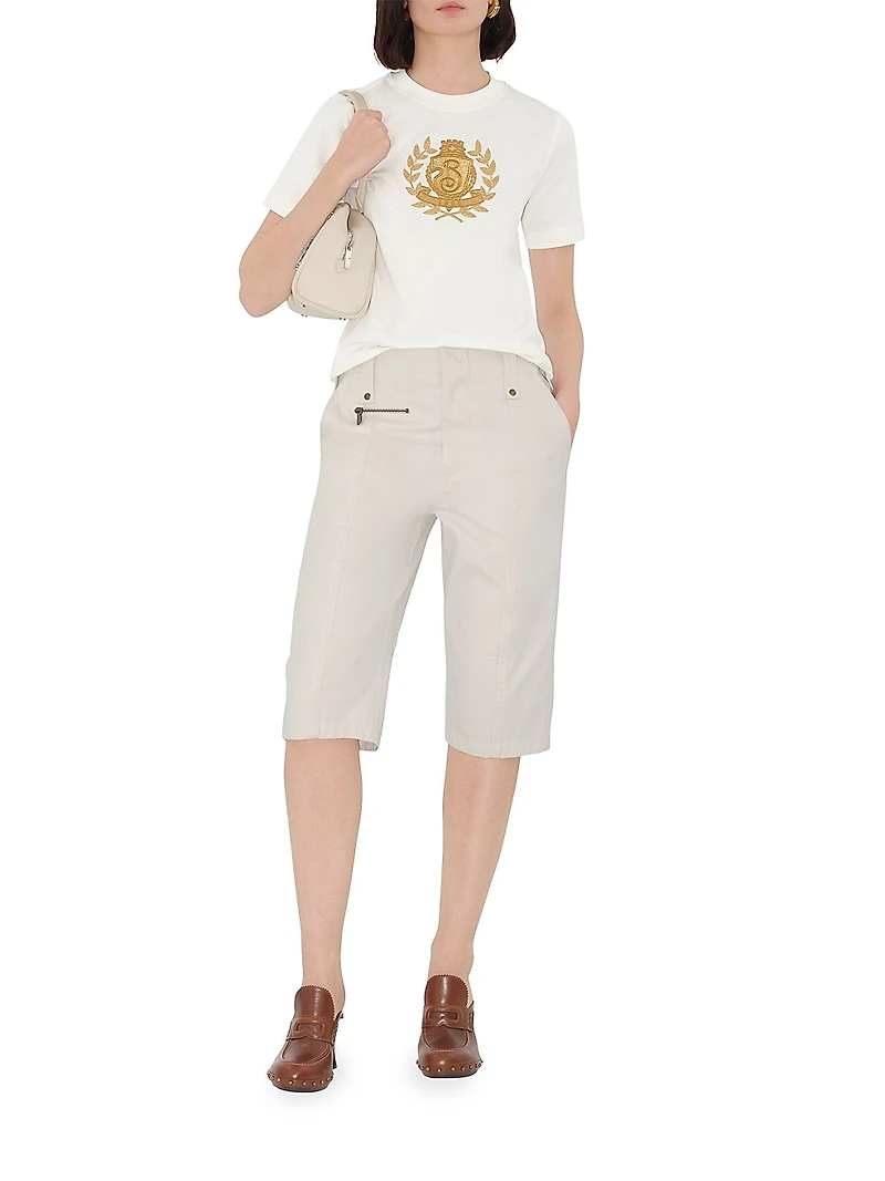 B Crest Embroidered Cotton T-Shirt