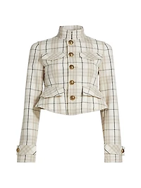 Check Cotton Peplum Jacket