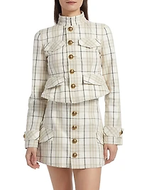 Check Cotton Peplum Jacket