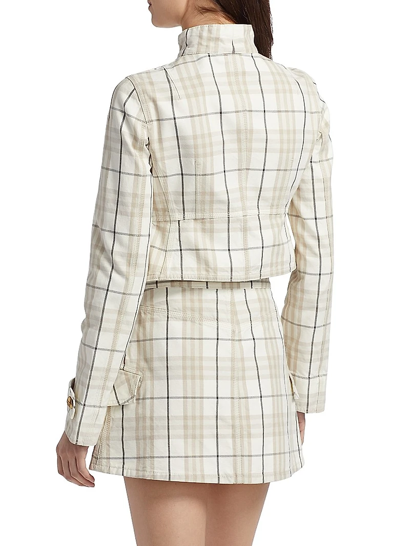 Check Cotton Peplum Jacket