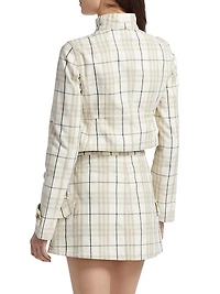 Check Cotton Peplum Jacket