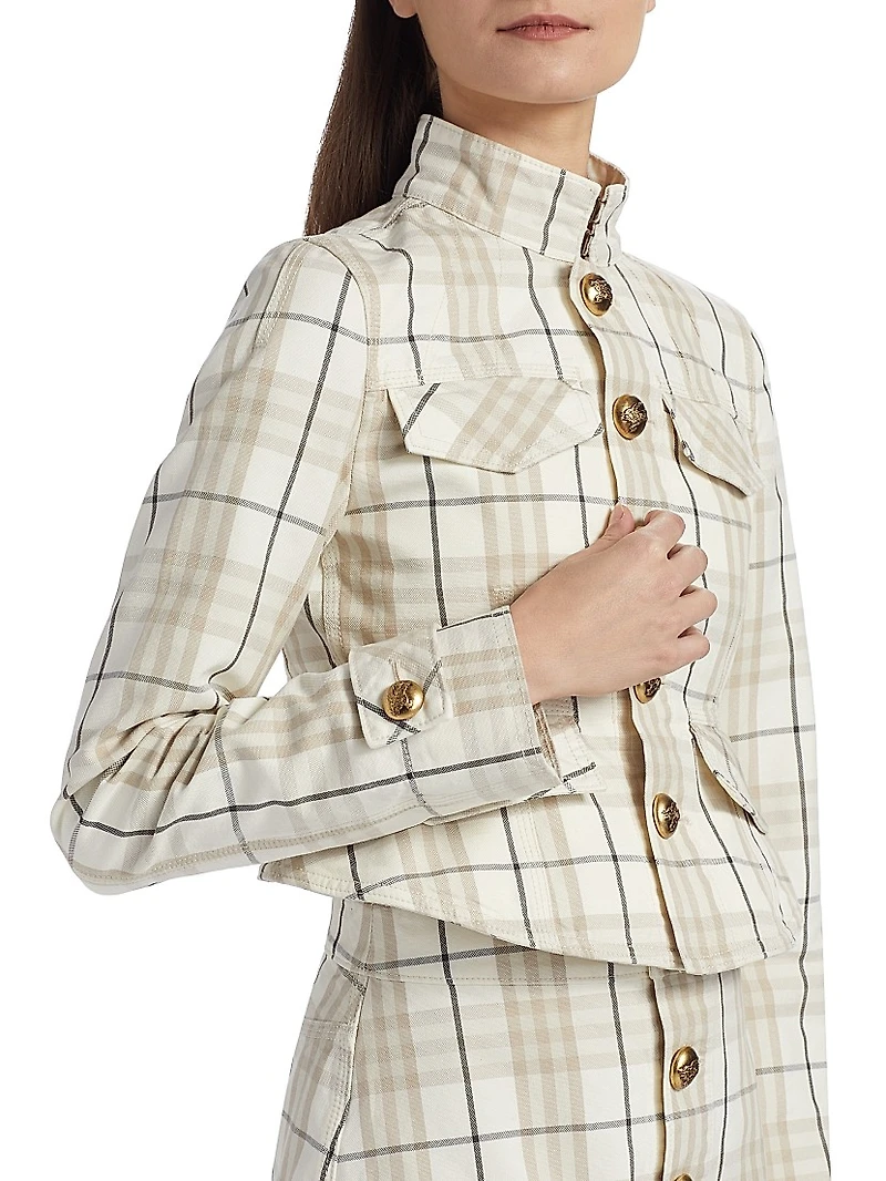 Check Cotton Peplum Jacket