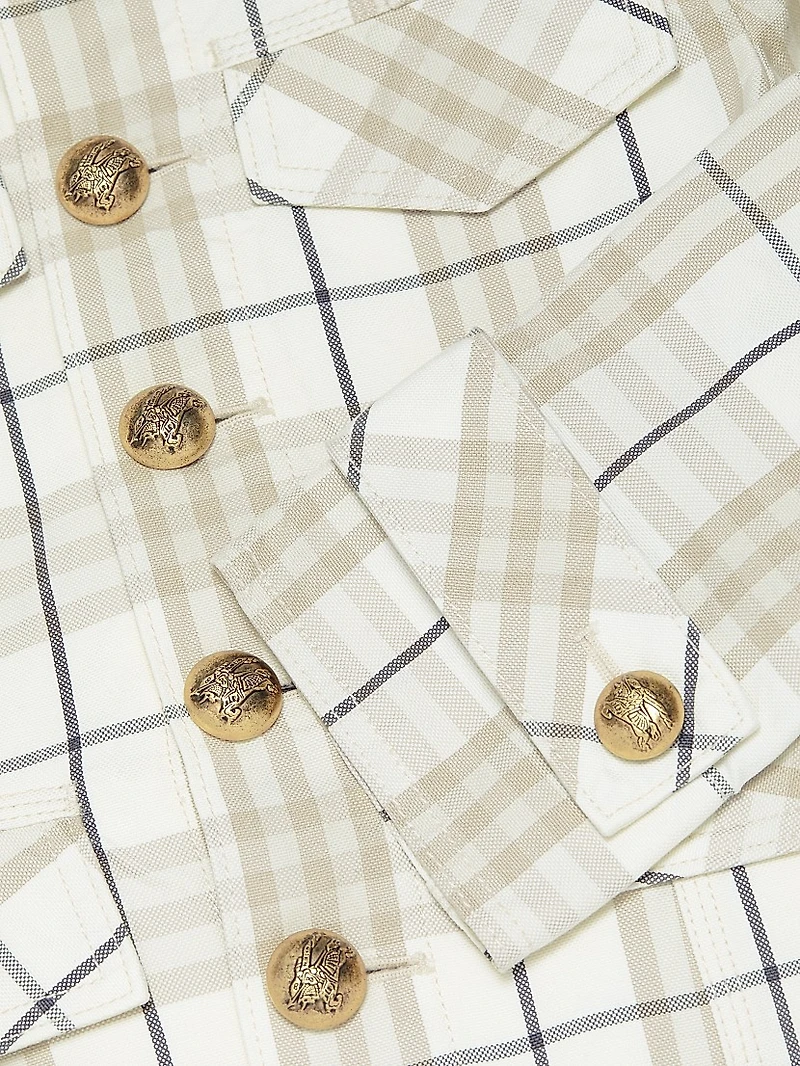 Check Cotton Peplum Jacket